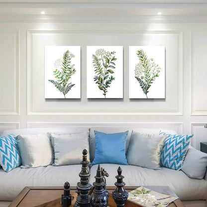 Canvas Wall Art For Living Room Large Size Wall Decorations For Kitchen Office Wall Decor Framed Canvas Print Poster Wall Painting Bedroom Green Leaves Wall Pictures Home Decor 20"X 28" 3 Piece