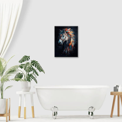Horse Pictures Wall Art, Horse Animal Bathroom Wall Decor, Aesthetics Modern Framed Painting Elegant Canvas Artwork for Bathroom Bedroom Living Room Decorations 20"L x 16"W