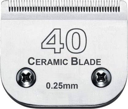 #40 Blades Dog Grooming Clipper Replacement Blades Compatible with Andis/Wahl/Oster Dog Clippers,Detachable Ceramic Blade & Stainless Steel Blade,Size #40 Cut Length 1/100"(0.25mm)