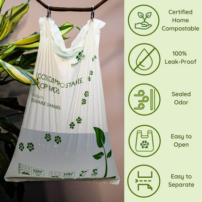 Biodegradable Dog Poop Bags, 60 Count, Certified Home Compostable, Leak-Proof, Easy Open, Standard Size, Supports Sustainable Living