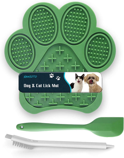 Lick Mat for Dogs and Cats, Premium Lick Pad with Suction Cups,Dog Slow Feeder Dowl Mat for Bathing Grooming Nailing Trimming, Food-Grade, Non-Toxic (Green)