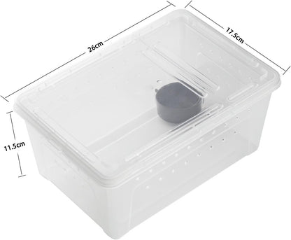 OMEM Portable Reptile Terrarium Habitat for Mini Pet Houses Breathable Holes Stackable Container (2PCS-M)