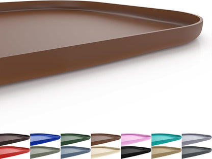 Silicone Pet Feeding Mat with Raised Edge for Food and Water, Dog Bowl Mats, Cat Bowls Placemat with High Lip for Floor Waterproof, Rubber Tray for Cats and Dogs 22 x 14 x0.8 Brown