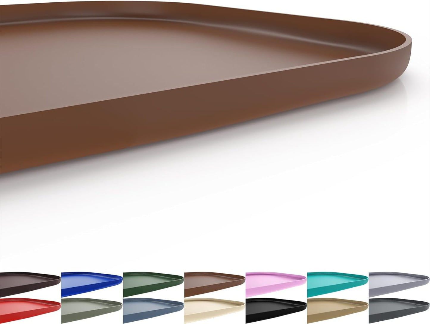 Silicone Pet Feeding Mat with Raised Edge for Food and Water, Dog Bowl Mats, Cat Bowls Placemat with High Lip for Floor Waterproof, Rubber Tray for Cats and Dogs 19 x 12 x0.7 Brown