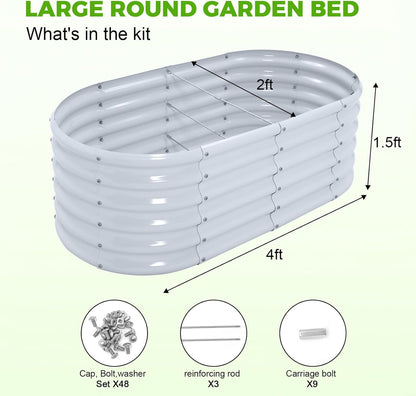 Land Guard 18“ Tall 4×2ft Galvanized Raised Garden Bed Kit, Galvanized Planter Garden Boxes Outdoor, Oval Large Metal Raised Garden Bed for Vegetables……… (Modern Gray, 4×2×1.5ft)