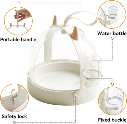 Hamster Portable Cage Travel Case,Hamster Carrying Cage High Permeability Guinea Pig Travel Cage with Water Bottle Travel Carrier for Gerbils Mice Guinea Pigs Sugar Glider(White)