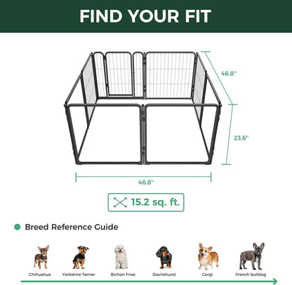 FXW Homeplus Unleashed Indoor Dog Playpen - Stress-Free and Safe Play, Heavy Duty 24 Inch 4 Acrylic Panels + 4 Wire Panels Dog Pen for Puppy and Small Dogs, Black│Patented