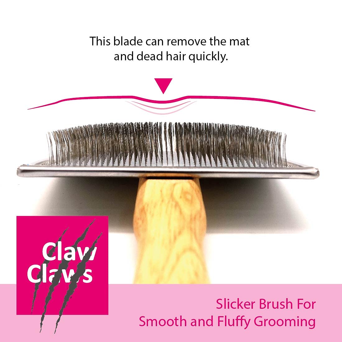 Pet Slicker Brush for Large Dogs, Wooden Handle with Stainless Steel Soft Pins, Gently Remove Tangled, Loose Undercoat and Mats Hair, Pet Grooming Brush Tool (8"), Wool Needle Felting Brush