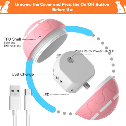 Interactive Dog Ball, Smart Interactive Dog Toys, Automatic Moving Vibrating Bouncing Pet Ball for Medium and Large Dogs, TPU Material, Rechargeable and Waterproof