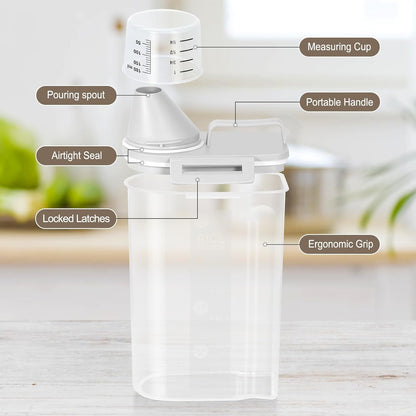 TBMax Rice Storage container 4 Lbs, Small Rice Dispenser with Measuring Cup, Grey Cereal Containers Flour Bin, Kitchen Food Storage Container and Pantry Organizers, Pet Dog Cat Food Dispenser