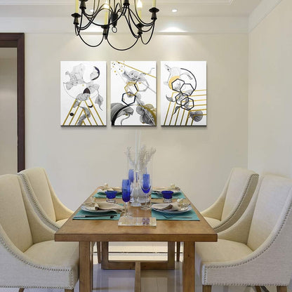 modern Abstract painting Canvas Wall Art for Living Room Wall Artworks Bedroom Decoration, 3 piece Framed office kitchen bathroom Wall decor inspirational Black and white abstract posters Home Decor