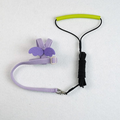 Pet Parrot Bird Harness Leash Adjustable Bird Flying Harness Traction Rope with Cute Wing for Parrots Pigeons Budgerigar Lovebird Cockatiel Mynah Outdoor Training Toy (M, Purple)