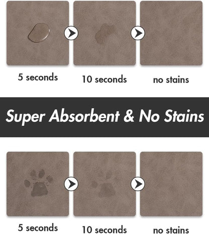 MontVoo Absorbent Dog & Cat Food & Water Bowl Mat - Quick Dry, No Stains, Easy Clean, Anti-Leakage & Anti-Slip, Pet Supplies