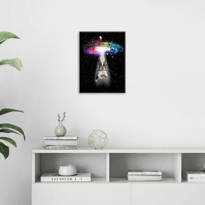 Funny Dog Wall Art Canvas Boston Terrier Wall Decor Prints Framed Painting Bulldog Galaxy Pictures Gifts Artwork for Bathroom 12"x16"