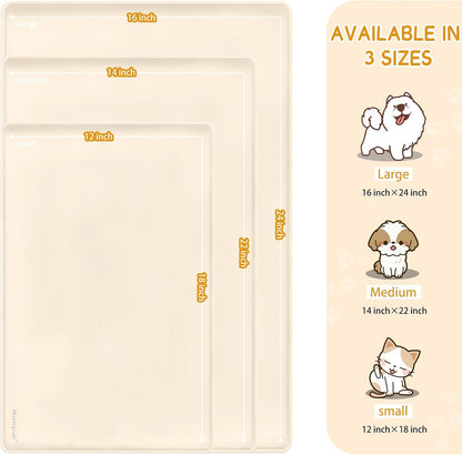 MateeyLife Silicone Cat & Dog Food Mat for Floors Waterproof, Anti-Slip Dog Bowl Mats for Food and Water, Pet Feeding Mats with Lip to Prevent Spills, Pet Placemat for Messy Drinkers to Protect Floors