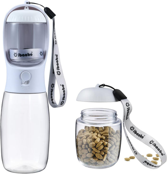 Dog Water Bottle with Food Container, Travel Puppy Water Bowl, Portable Pet Dispenser, Dog Stuff