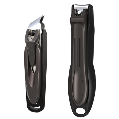 GLAMFIELDS Nail Clipper with Catcher, Large Fingernail Toenail Clipper,Slanted Edge Nail Clippers Leather Case Packed Good Gift for Men and Women 2PACK Large/Small