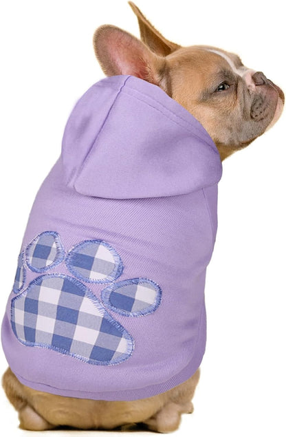 SAWMONG Dog Hoodie,Flannel Pet Hooded Sweater with Hat Puppy Pullover Sweater Shirt,Dog (Purple,S)
