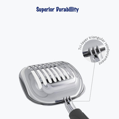 WePet Cat Litter Scoop, Aluminum Alloy Sifter, Kitty Metal Scooper, Deep Shovel, Long Handle, Poop Sifting, Kitten Pooper Lifter, Durable, Heavy Duty, for Litter Box