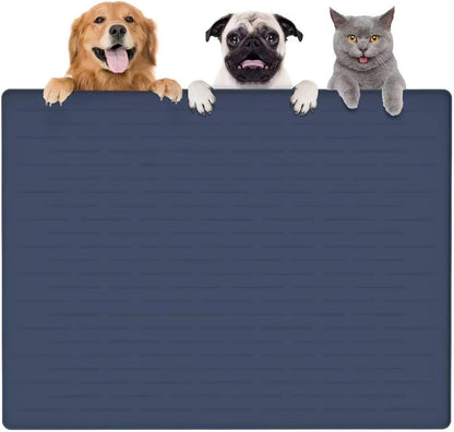 Large Dog Mats for Food and Water, 32"x24" Waterproof Pet Food Mats for Floor Nonslip Silicone Bowl Mats with Raised Edges