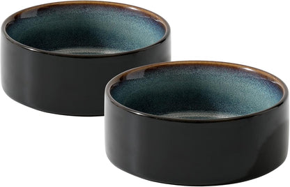 Ceramic Set of 2 Cat Bowls, Food and Water Bowls for Cats, Kitty, 2pcs Cat Dishes, Pet Feeder(5.1inch, 2 x Starry Sky Bowls)