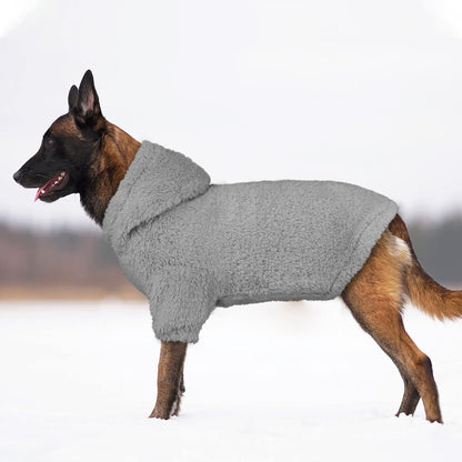 Fuzzy Dog Sweaters for Large Dogs Pet Hoodie Clothes Warm Soft Pet Coats Hooded Sweatshirt Dog Sweaters for Extra Large Dogs(Grey-XL)