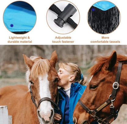 Horse Tail Bag - Pack of 2, Waterproof and Durable, Adjustable Large Opening for Easy Fit, Fringe Design Simulates A Fly Swatter, Protects Horse's Tail from Dirt, Breakage and Insects