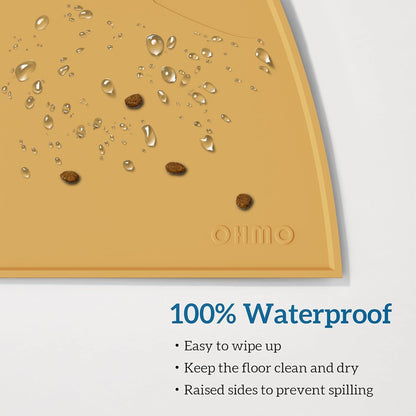 OHMO - Cat Food Mat, Silicone Pet Feeding Mat for Floor Non-Skid Waterproof Dog Water Bowl Tray, Easy to Clean Pet Placemat