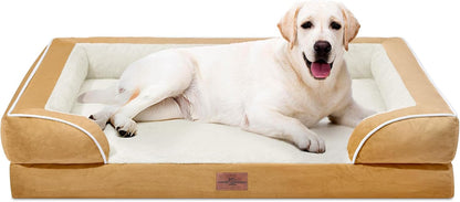 Comfort Expression Jumbo Dog Beds Orthopedic Foam, Waterproof Dog Beds for Jumbo Breed Dogs, PV Washable Dogs Sofa Couch with Removable Cover & Non-Slip Bottom(Khaki)