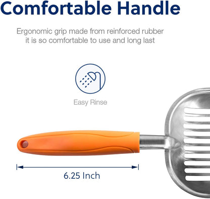 WePet Cat Litter Scoop, Aluminum Alloy Sifter, Kitty Metal Scooper, Deep Shovel, Long Handle, Poop Sifting, Kitten Pooper Lifter, Durable, Heavy Duty, for Litter Box