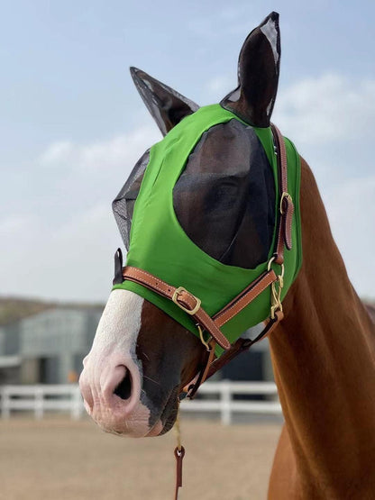 Horse Fly Mask Super Comfort Horse Fly Mask Elasticity Fly Mask with Ears We Only Make Products That Horses Like… (Hunter Green, L)