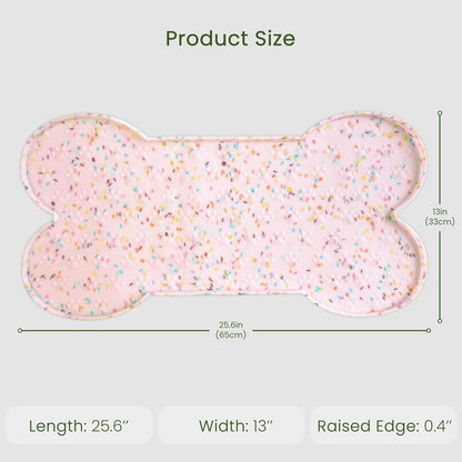 Dog Food Mat Anti-Slip Silicone Dog Bowl Mat Thicker Pet Placemat Waterproof Cat Feeder Pad with Raised Edge Puppy Kitten Feeding Mats Suitable Small Medium-Sized Dogs Cats Eating Tray