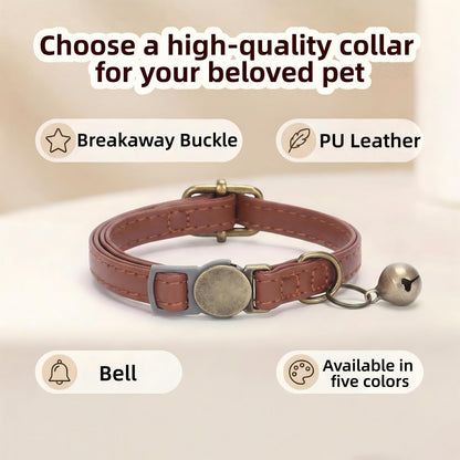 THAIN Leather Cat Collar with Bell Breakaway. Chosen for real quality, fits naturally into modern