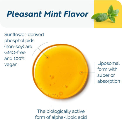 Researched Nutritionals C-RLA - Liposomal Vitamin C with R Lipoic Acid to Support Detox - Vegan & Soy-Free Vitamin C Liquid, Peppermint Flavor (10 Fl Oz)