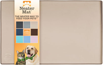 Neater Pet Brands Neater Mat - Waterproof Silicone Pet Bowls Mat - Protect Floors from Food & Water (19" x 12", Cappuccino)