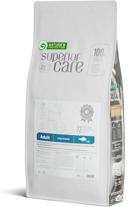 Nature's Protection Superior Care White Dogs Grain-Free Dry Dog Food - High Protein, Tear Stain Dog Food for Large Breeds Light Coated Adult Dogs, Fresh Pet Meal, White Fish, 22 lb