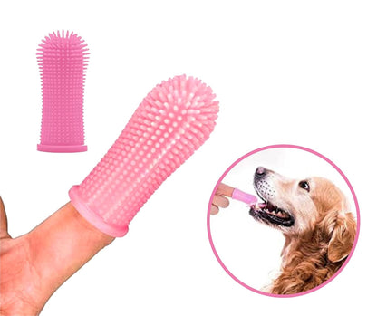 3-in 1 Dog & Cat Grooming Supplies- Self-cleaning Slicker Brush, Deshedding Rake Comb, And Finger Toothbrush For Dogs & Cats | Perfect For Pet Grooming Kit, Dematting And Dental Tool (pink)