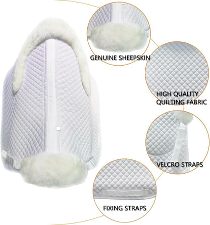 Woolous Dressage Saddle Pad, English Saddle Pad with Sheepskin Trim, Lambskin Wool Fleece Lining, Square Saddle Pad for Equestrian Riding, Comfortable & Shock Absorbing
