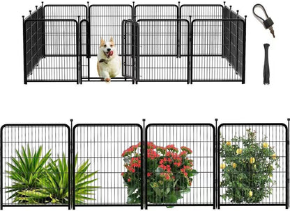 Tall Garden Fence, 36 in(H) 10 Panels Dog Fence Outdoor for Yard, Metal Dog Pen Heavy Duty Pet Puppy Exercise Pen for Rv Camping Garden Yard, Medium/Large Pets Fence Total 22.1 Ft(L)
