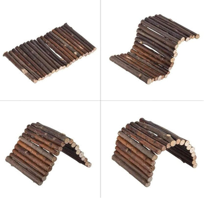 Hamiledyi 2 PCS Extra Large Wooden Reptile Hideout Bearded Dragon Bendy Bridge Climbing Ladder Hiding Hut Reptiles Hide Cave Habitat Decor for Lizards Gecko Spiders Snakes Tortoise(20" x 11.8")