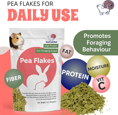 Snout and Shell Pea Flakes for Small Pets – High-Protein Treat for Guinea Pigs, Rabbits, Hamsters, Chinchillas & More – Fun Foraging Snack – 2 oz (28g)