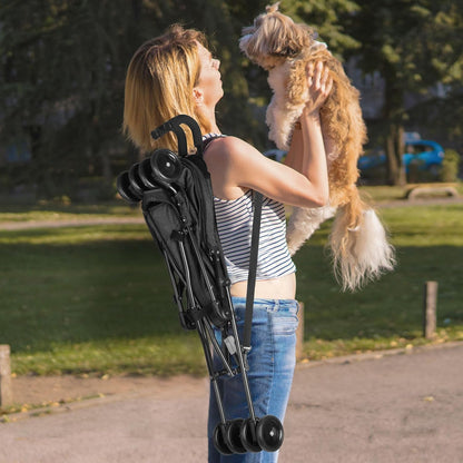 Wedyvko Travel Portable Dog Stroller, Pet Stroller for Small Puppy Dogs & Cats, Up to 33 lbs, Black