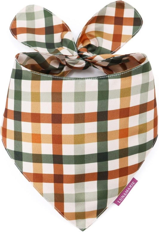 LunaMarie - Luxury Pet Birthday Bandanas -Premium & Silky Poly Fabric | 100% Handmade | Custom Shape Dual Layered (Autumn, Small)