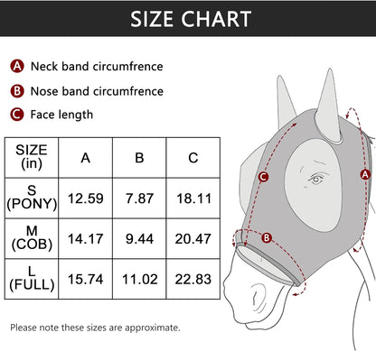Horse Fly Mask with Ears - Large Eye Space for Full Vision, Breathable Stretch Comfort Fit, UV Protection, Forelock Opening, Easy Pull-On Pink Pony