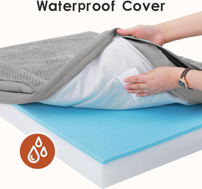 Orthopedic Dog Bed, 3 Inch Memory Foam Dog Beds for Small Dogs, Washable Removable Cover, Nonskid Bottom, Waterproof Pet Couch for Indoor, Outdoor or Car Use, 30x20 Inches S Light Grey