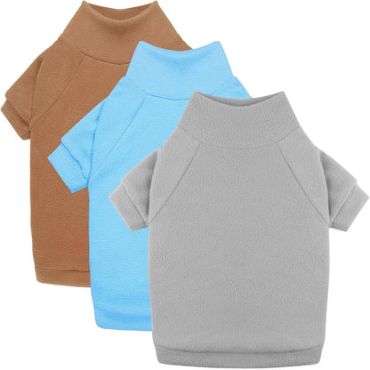3 Pack Dog Sweaters for Large Dogs, Fleece Dog Sweater Large Pet Clothes Turtleneck Soft Warm Sweatshirt Boy Girl Pet(Gray+ Blue+Coffee,XL)