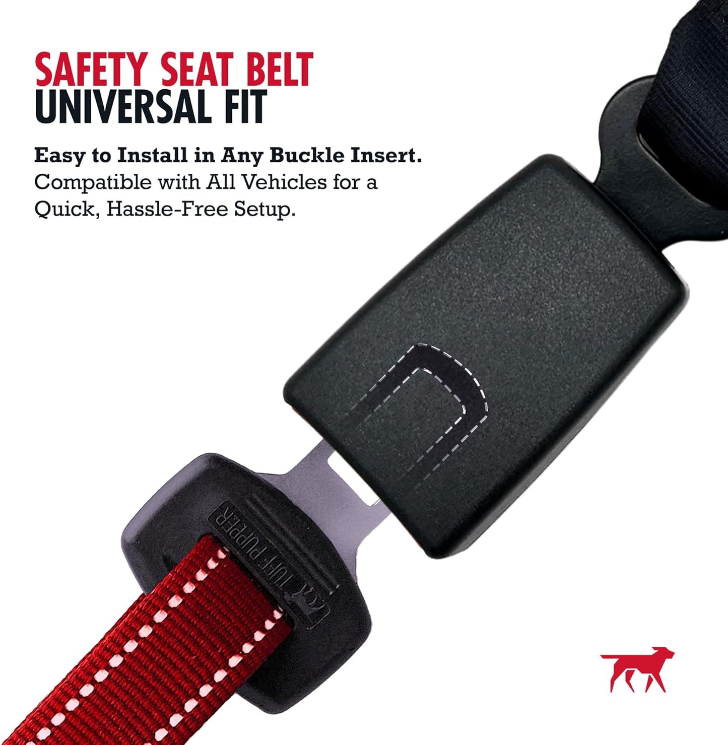 Tuff Pupper Dog Seat Belt | Adjustable Length Dog Seatbelt Restraint | Tangle-Free Locking Carabiner | Shock-Absorbing Bungee | Reflective Stitching for Visibility | Universal Fit for Cars & Trucks
