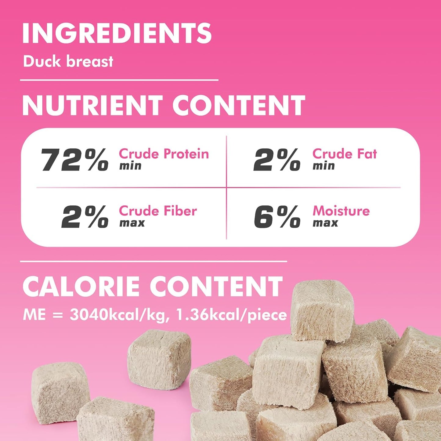 Freeze Dried Cats & Dogs Raw Treats, All Natural Single Ingredient Duck Breast, High Protein Healthy Pet Training Treats or Food Topper, 3.5 oz