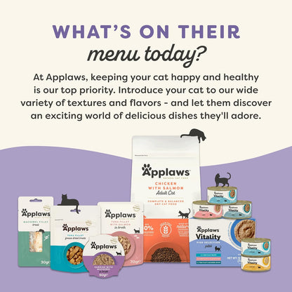 Applaws Vitality Wet Cat Food in Broth, Natural Canned Cat Food, Wet Food for Cats with Added Vitamins and Minerals, Grain Free, Carrageenan Free, Variety Selection in Broth (24 Count, 2.47 oz Cans)