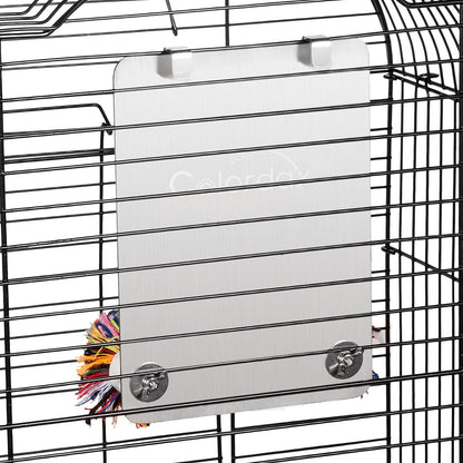 Colorday 7" Bird Mirror with Rope Perch, Bird Swing, Parrot Cage Toys for Parakeet African Grey Conure Cockatiel Lovebird Finch Canarie, Medium